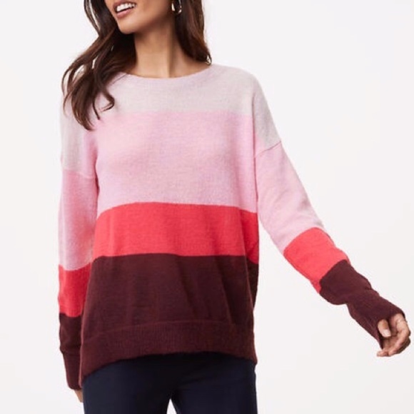 LOFT Sweaters - Loft Striped Colorblock Mohair Cozy Sweater M